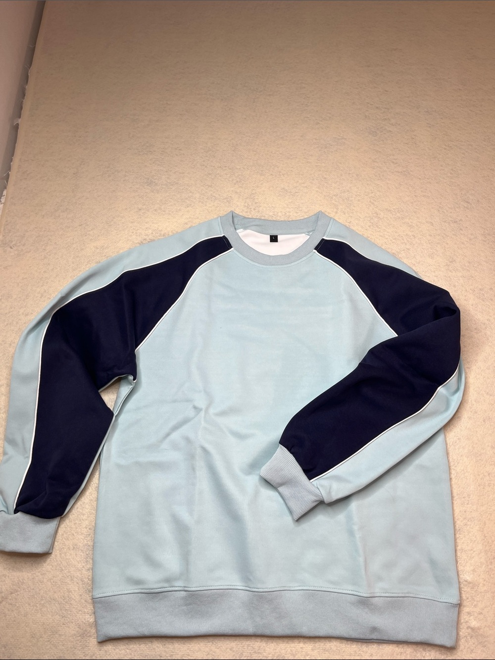 NEW-Women’s Two-Tone Light Blue and Navy Crewneck Sweatshirt-Large